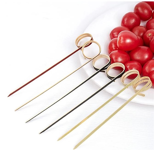 Tăm Tre  Xiên Trái Cây Đuôi Tròn Màu Tự Nhiên 100 Chiếc, 12Cm